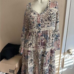 Knox Rose Multicolor Patchwork Long Sleeve Dress